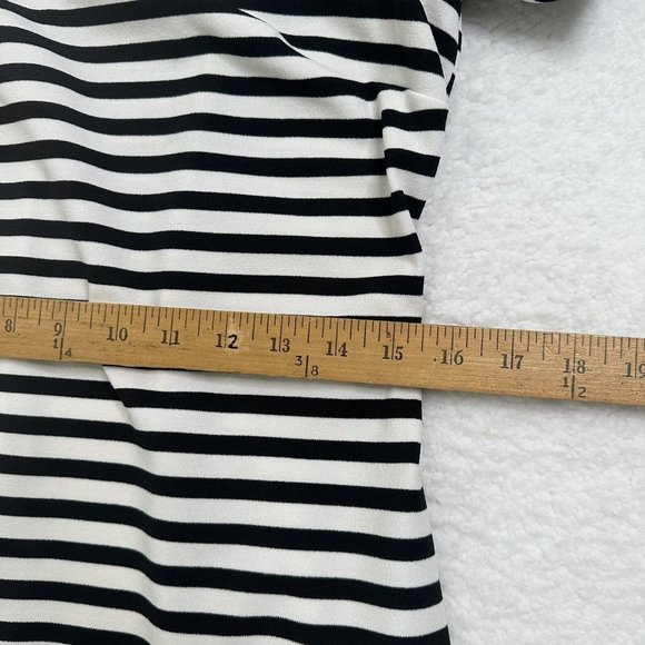 Calvin Klein Women's Stripe Cold Shoulder Sheath Dress Size 10 Black White EUC - Picture 5 of 8